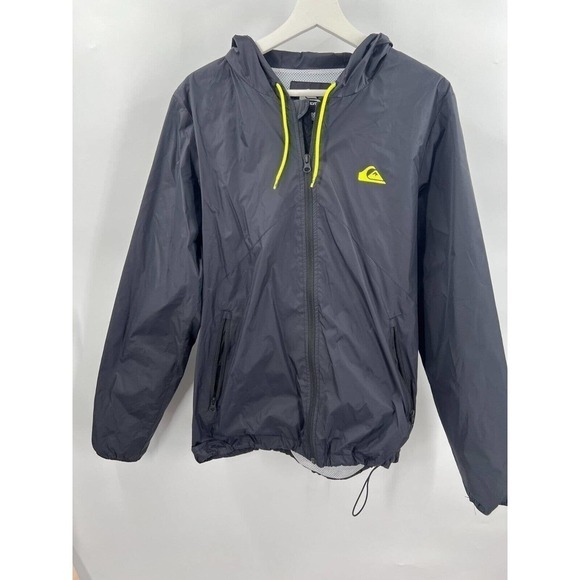 Quiksilver Everyday Windbreaker Jacket Mens M Medium Black Mesh Lined Full Zip - Picture 3 of 9